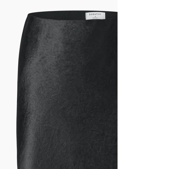 Aritzia Babaton Black Satin Slip Midi Skirt Size 12 - Picture 5 of 16
